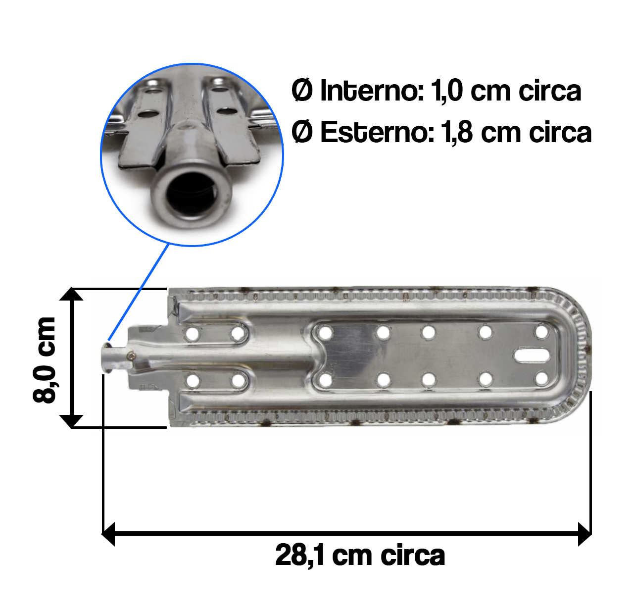 Copertura Bruciatore EWH A Gas Per 3.0 E 3.1 - Acciaio Inox, 35,5x16x3