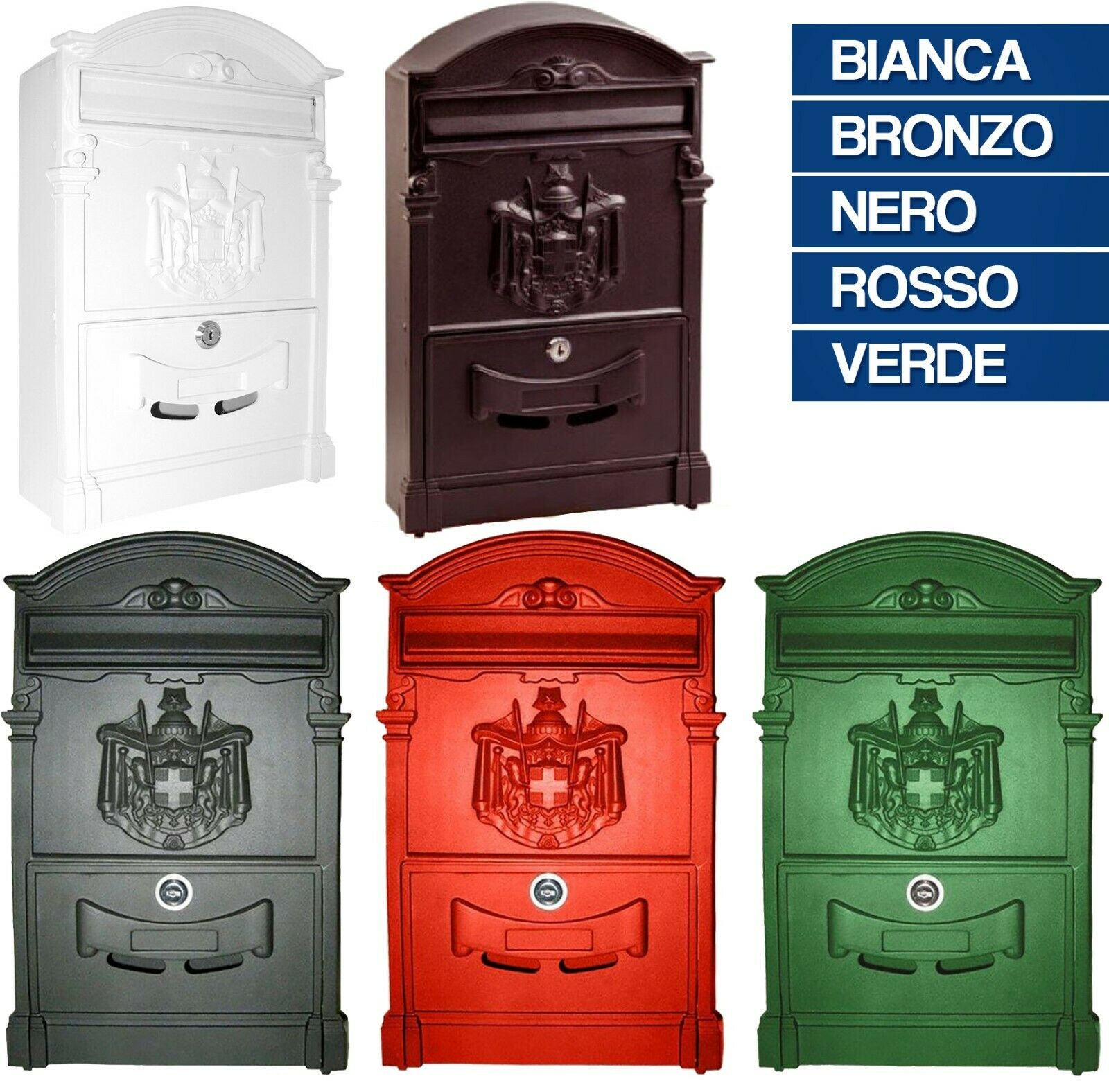 Cassetta postale per posta vintage a muro con 2 chiavi di sicurezza