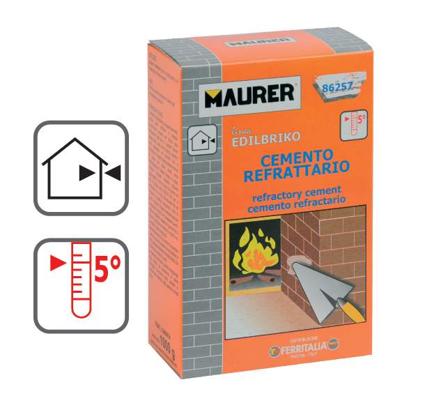 CEMENTO REFRATTARIO ALTA TEMPERATURA PER FUGHE CAMINI FORNI BARBECUE 1KG  (23132)