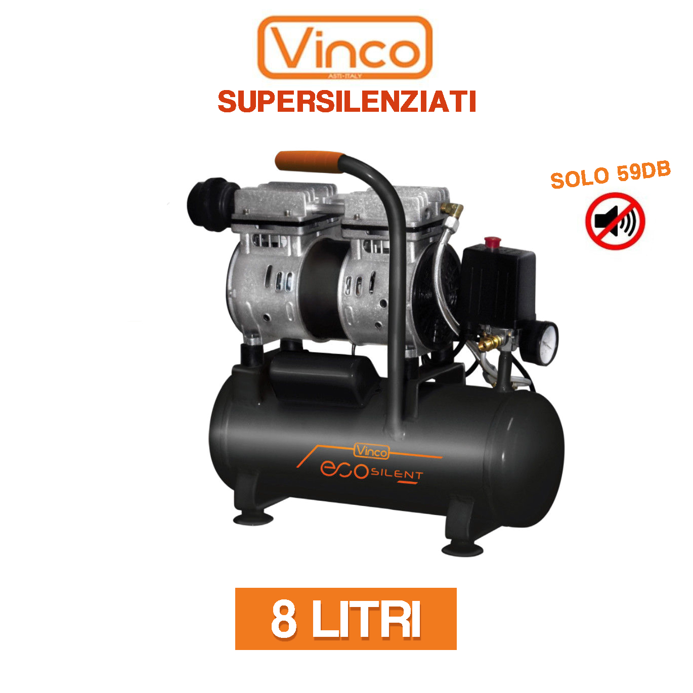 COMPRESSORE ARIA ELETTRICO SUPER SILENZIATO PORTATILE VINCO ECO