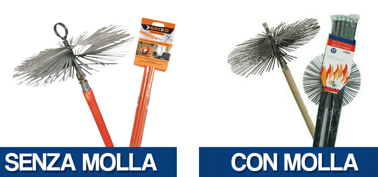 Kit Pulizia Canna Fumaria Lapillo &ndash; 6 Aste Da 1m E Scovolo Da 25cm Per Camini E Stufe