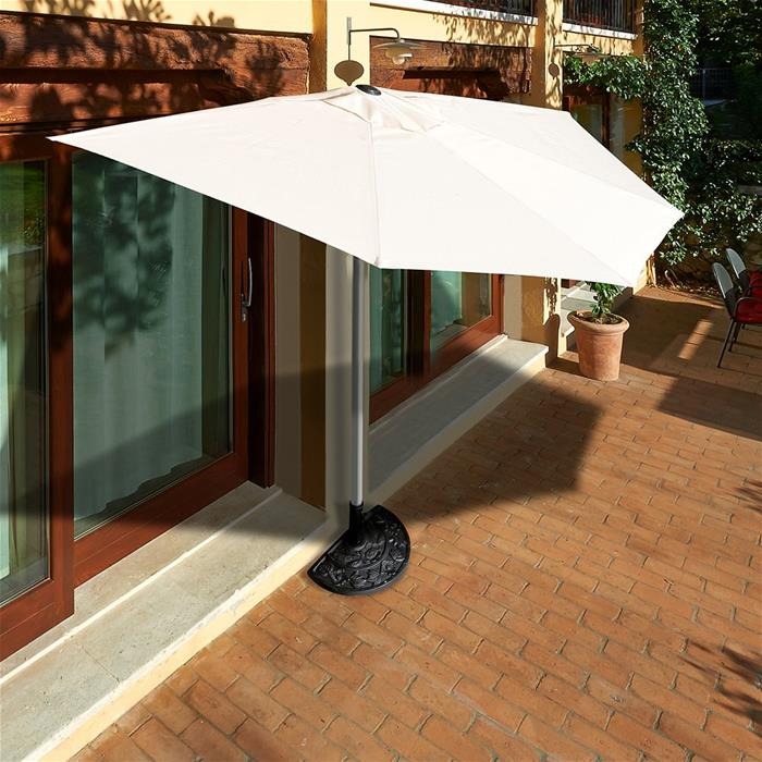Ombrellone In Alluminio 300cm Con LED E Copertura Protettiva Manovella Ombrelloni Da Balcone Uv30 Ombrelloni Da Giardino Per Patio Balcone Grigio 90476258