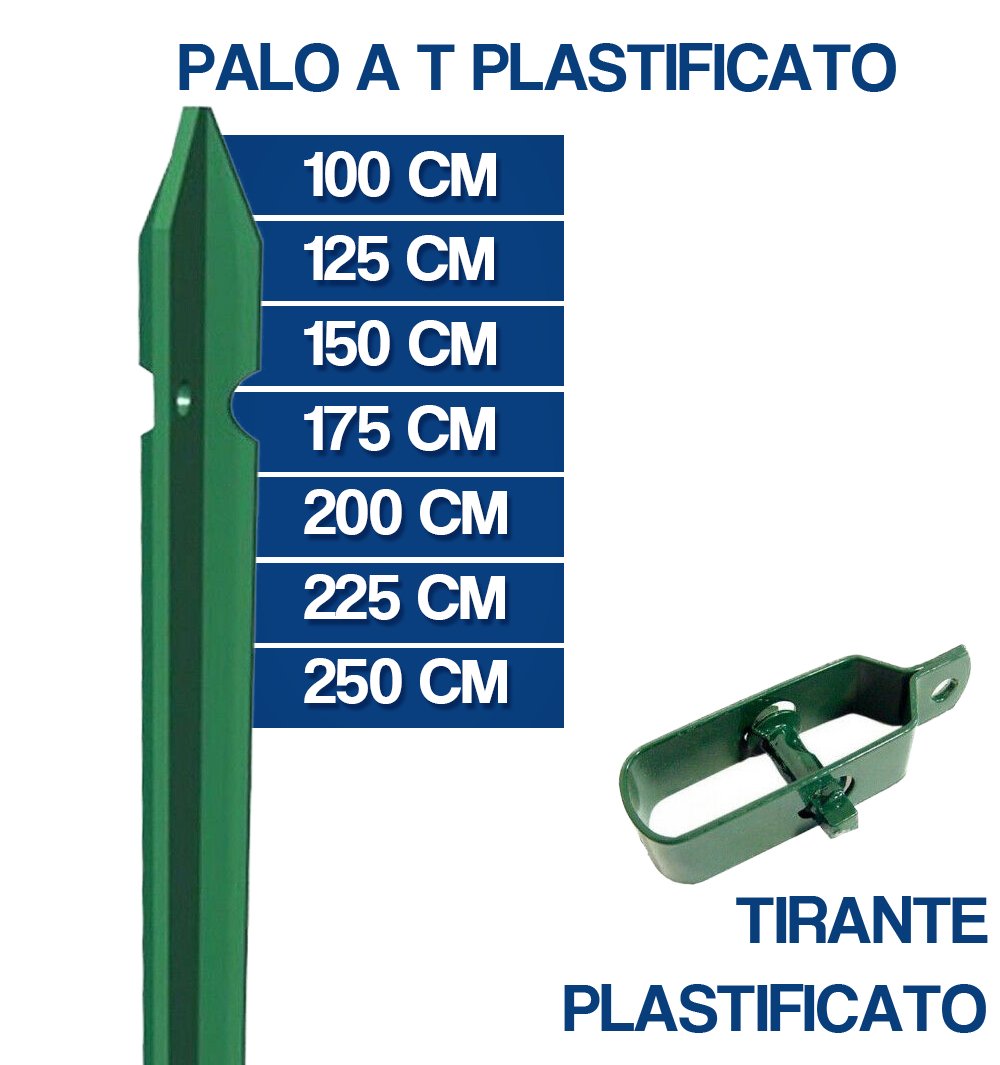 PALO PALETTO FERRO PLASTIFICATO VERDE PALETTI A T PER RECINZIONE RETE 16956V