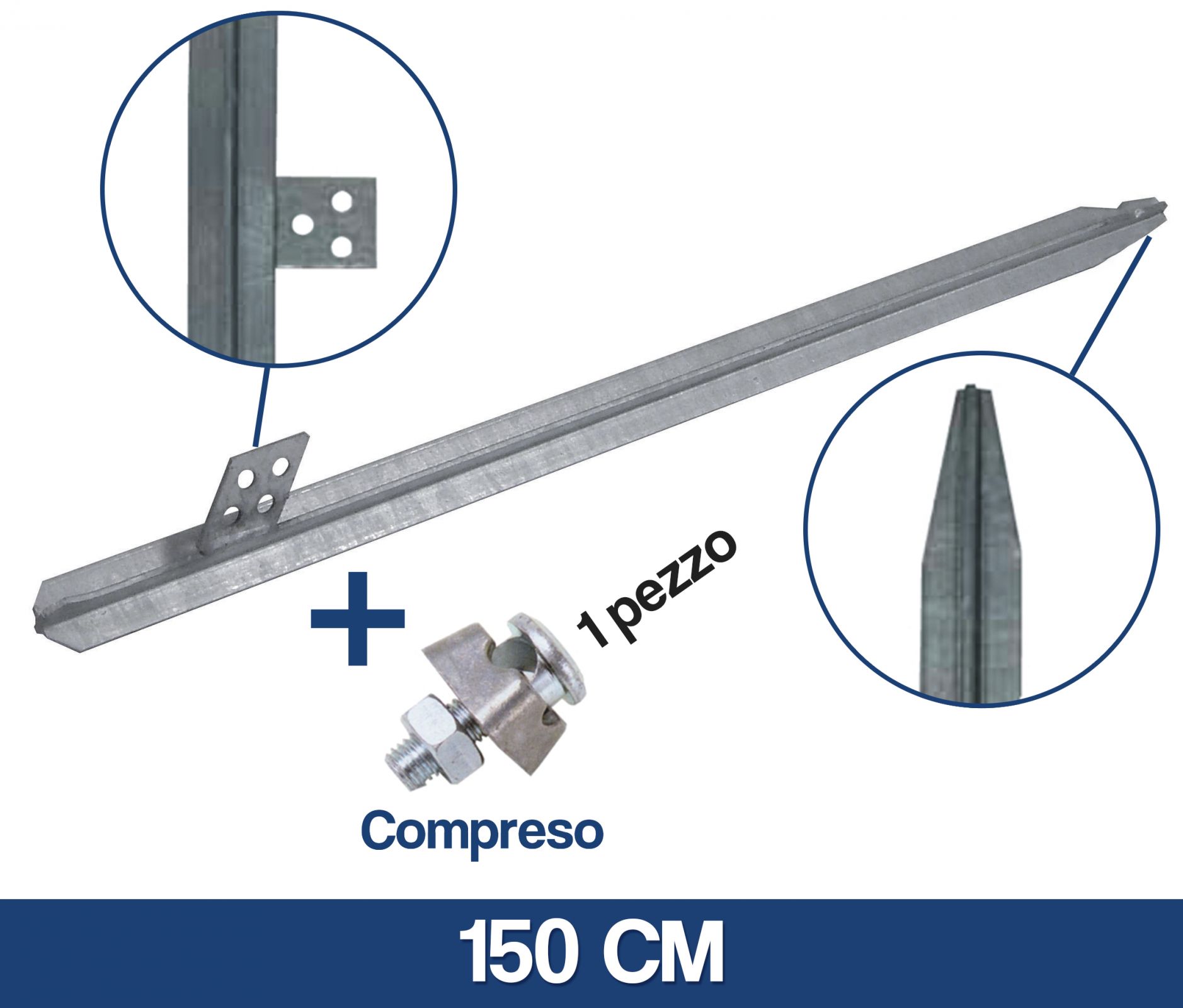Palo Dispersore Zincato 150cm - Per Messa A Terra Impianti Elettrici - Foto 8