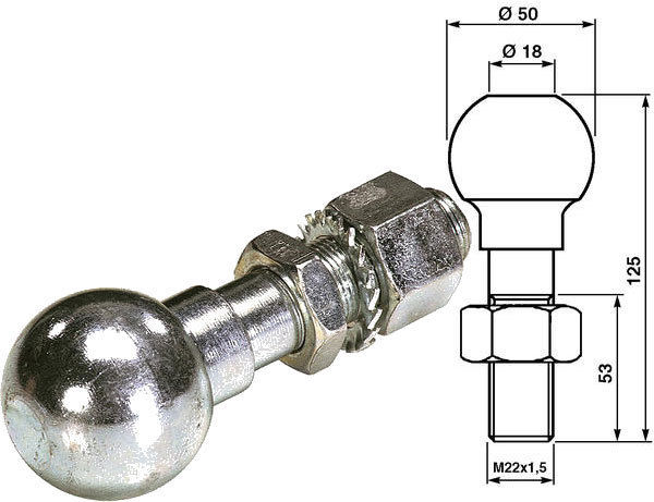 Sfera Di Traino 50 Mm Nera | Per Ganci Standard | Valore D 17.2 KN | Omologata UE | AB Tools - Foto 3