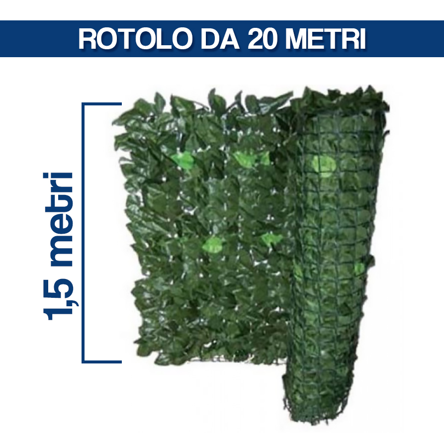 Siepe Artificiale Finta Edera 6x1 Mt, Rete In PVC, Anti-UV, Per Interni Ed Esterni, Verde